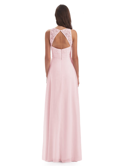 Holland Sheath Floor Length Keyhole Lace Bridesmaid Dresses