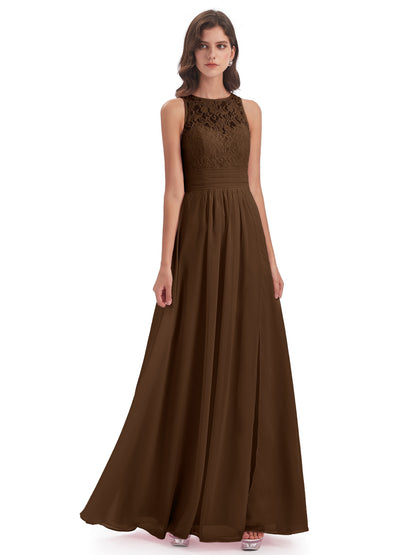 Holland Sheath Floor Length Keyhole Lace Bridesmaid Dresses