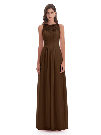 Holland Sheath Floor Length Keyhole Lace Bridesmaid Dresses