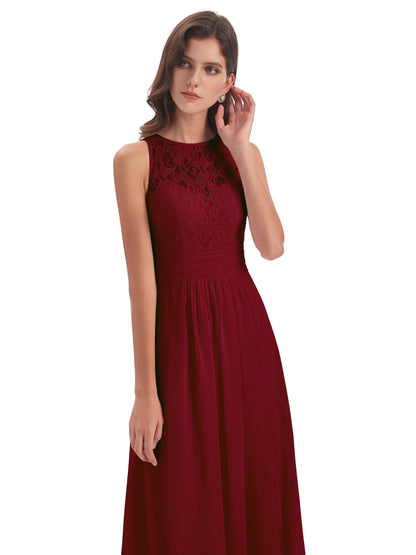Holland Sheath Floor Length Keyhole Lace Bridesmaid Dresses