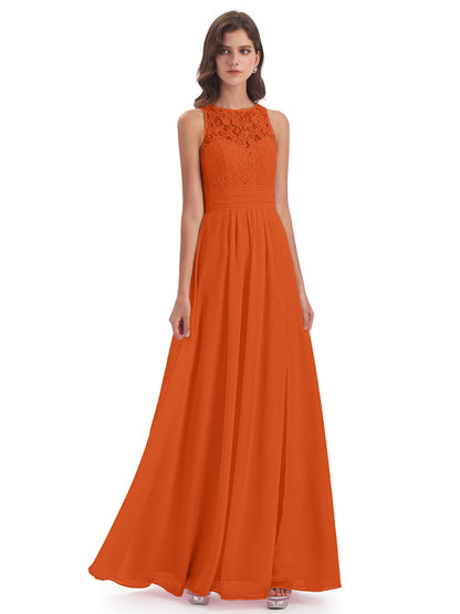 Holland Sheath Floor Length Keyhole Lace Bridesmaid Dresses