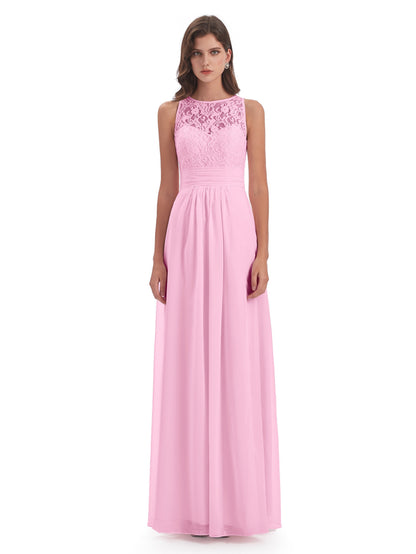 Holland Sheath Floor Length Keyhole Lace Bridesmaid Dresses