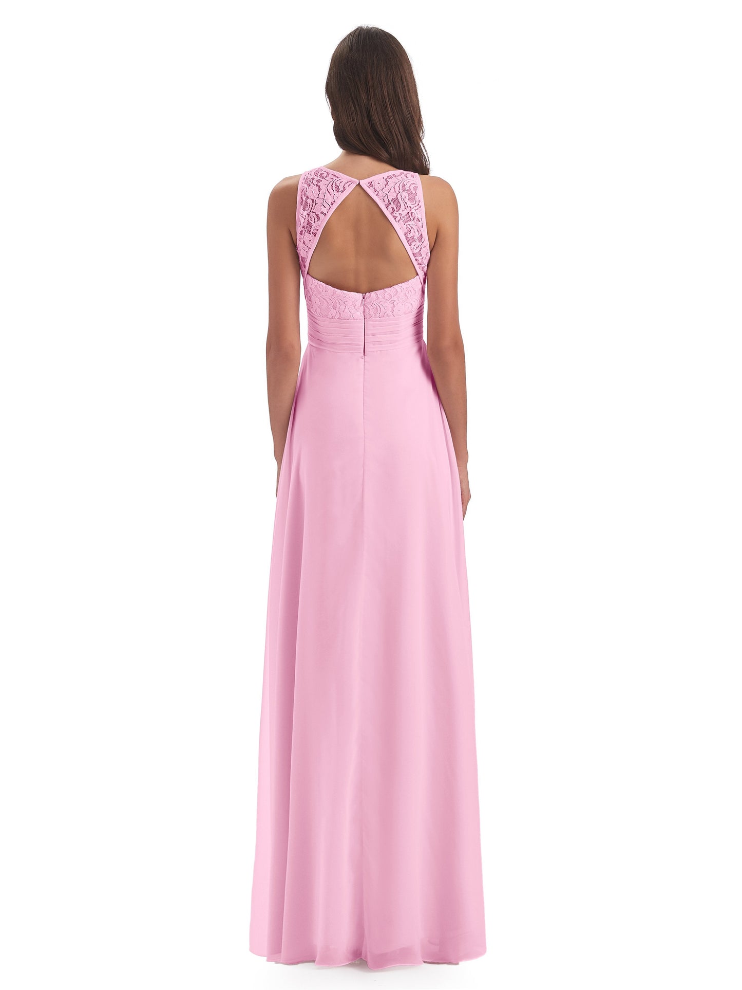 Holland Sheath Floor Length Keyhole Lace Bridesmaid Dresses