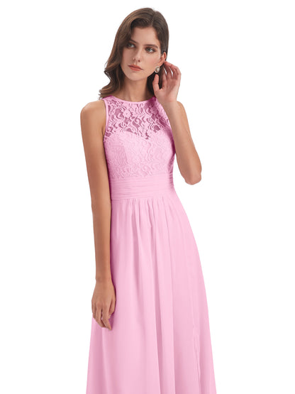 Holland Sheath Floor Length Keyhole Lace Bridesmaid Dresses