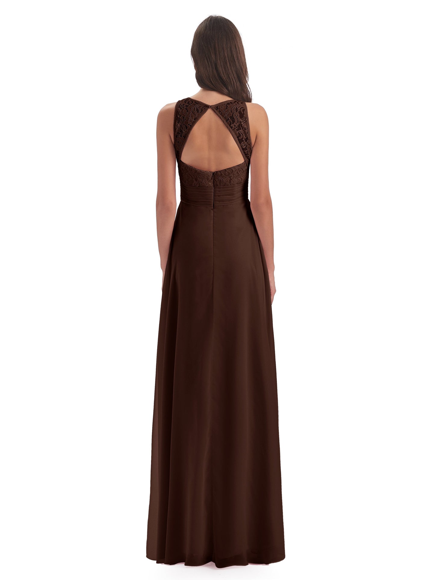 Holland Sheath Floor Length Keyhole Lace Bridesmaid Dresses