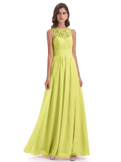 Holland Sheath Floor Length Keyhole Lace Bridesmaid Dresses