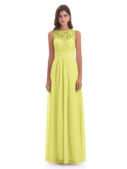 Holland Sheath Floor Length Keyhole Lace Bridesmaid Dresses