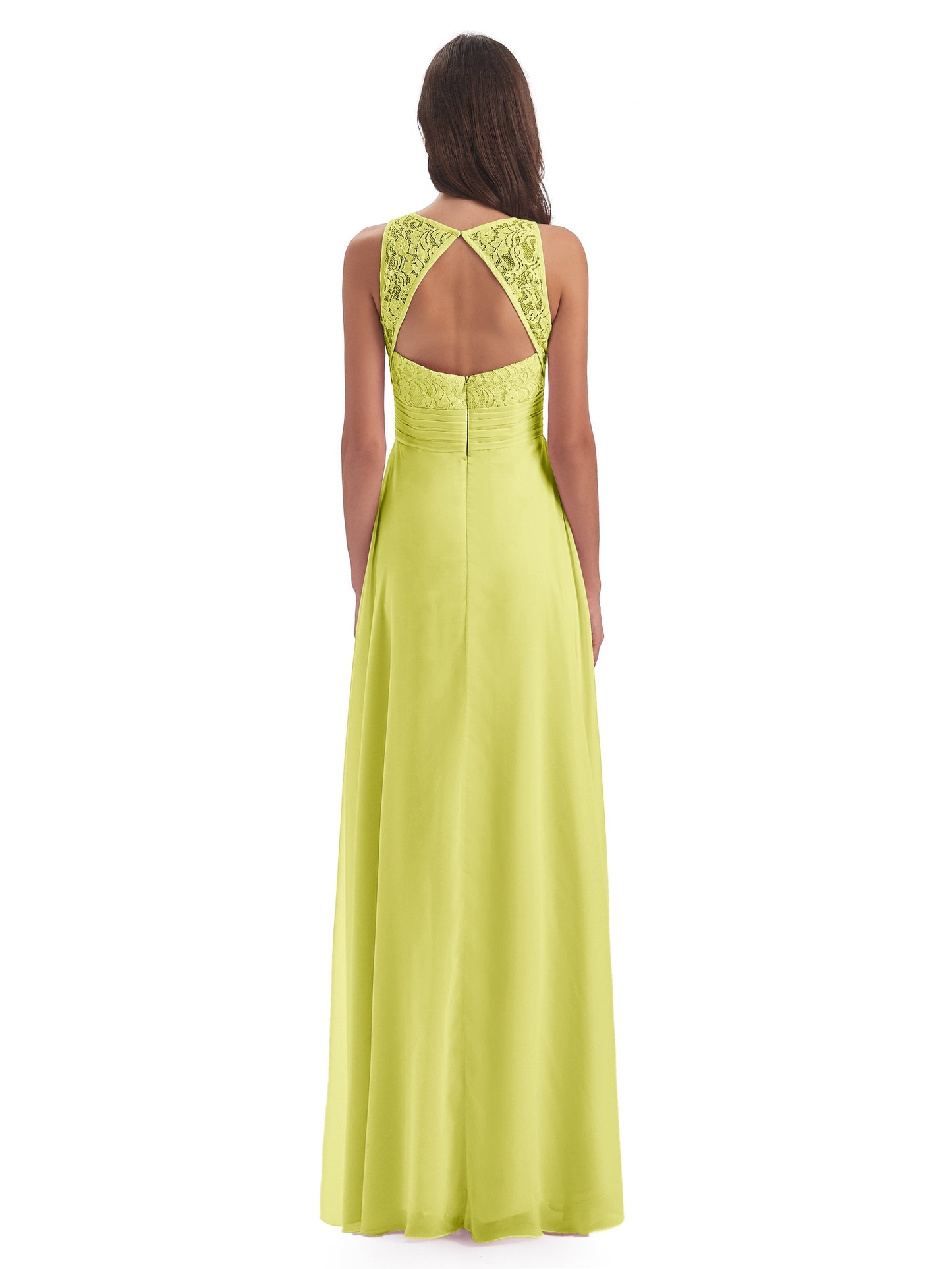 Holland Sheath Floor Length Keyhole Lace Bridesmaid Dresses