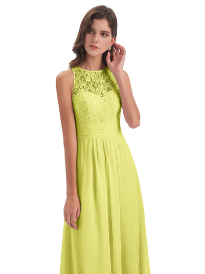 Holland Sheath Floor Length Keyhole Lace Bridesmaid Dresses