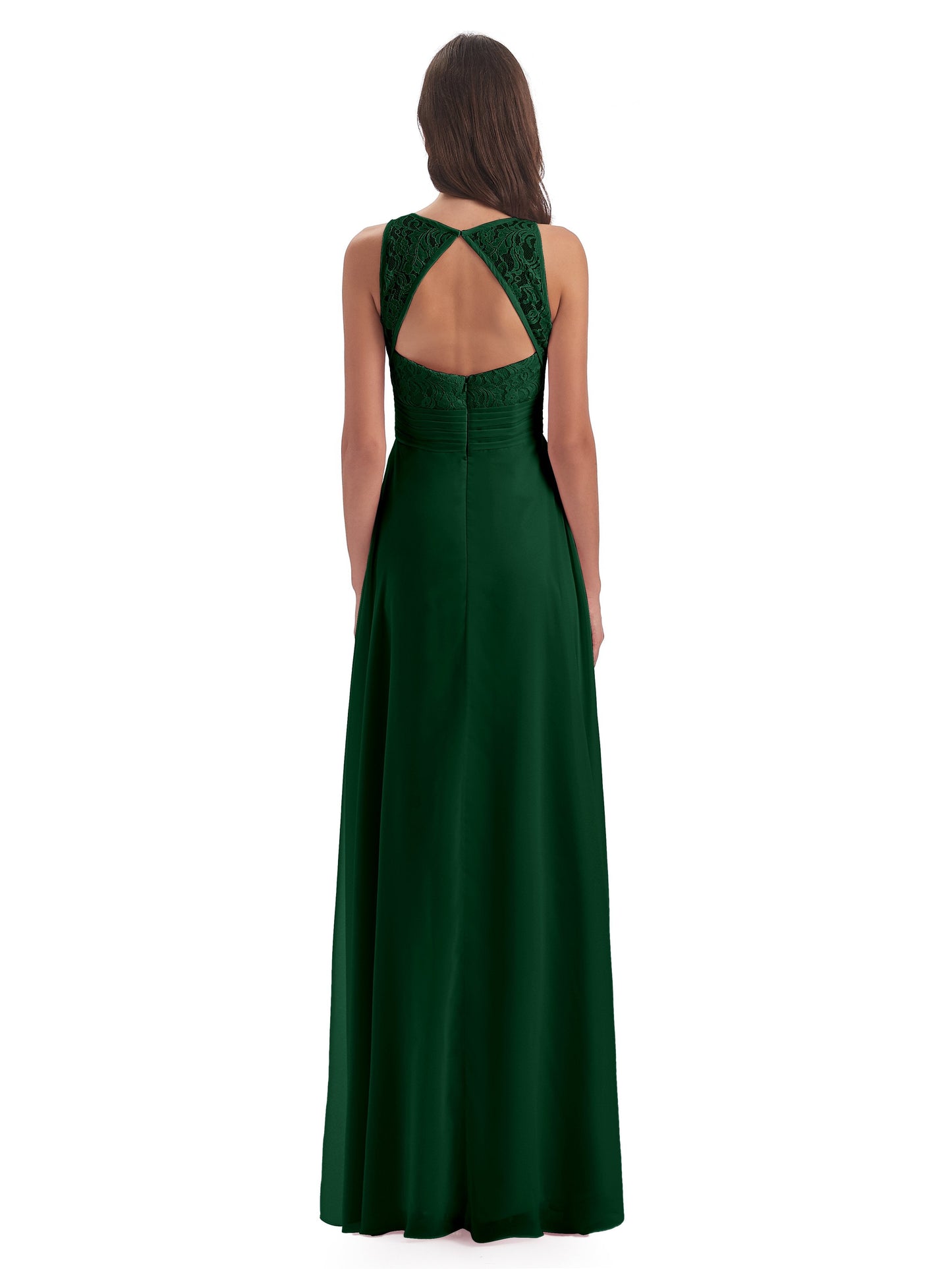 Holland Sheath Floor Length Keyhole Lace Bridesmaid Dresses