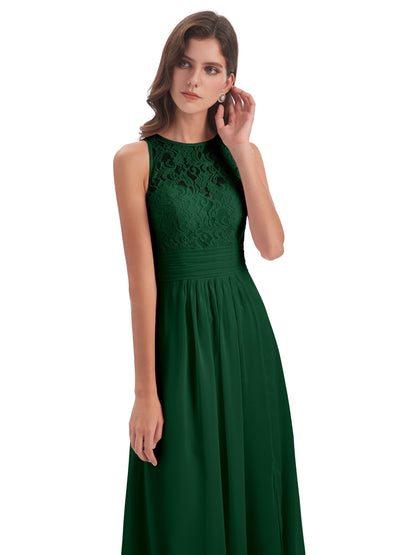 Holland Sheath Floor Length Keyhole Lace Bridesmaid Dresses
