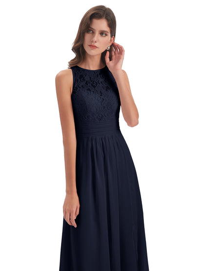 Holland Sheath Floor Length Keyhole Lace Bridesmaid Dresses