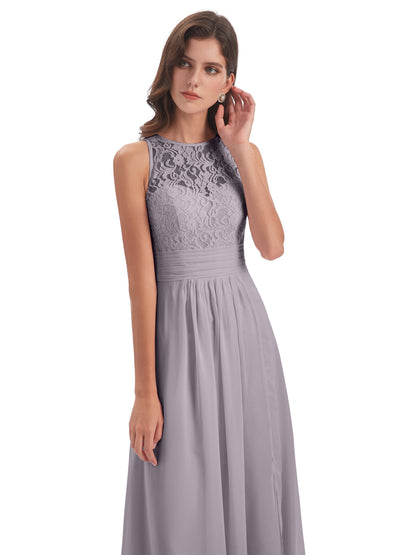 Holland Sheath Floor Length Keyhole Lace Bridesmaid Dresses