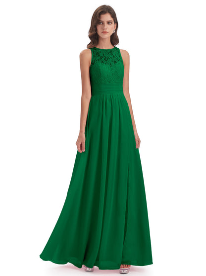Holland Sheath Floor Length Keyhole Lace Bridesmaid Dresses