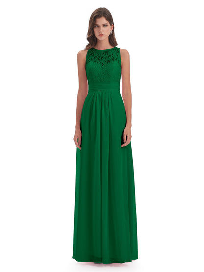 Holland Sheath Floor Length Keyhole Lace Bridesmaid Dresses