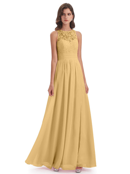 Holland Sheath Floor Length Keyhole Lace Bridesmaid Dresses