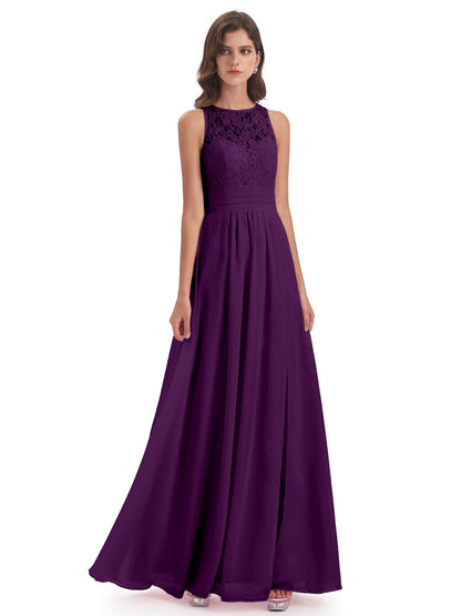 Holland Sheath Floor Length Keyhole Lace Bridesmaid Dresses