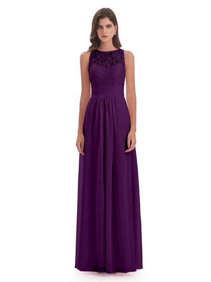 Holland Sheath Floor Length Keyhole Lace Bridesmaid Dresses