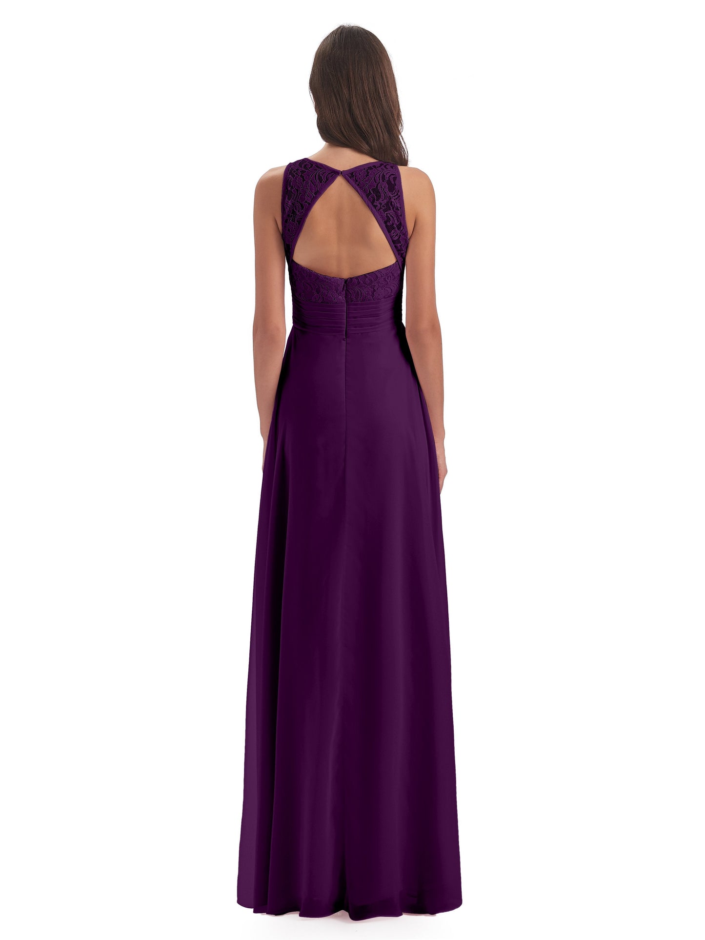 Holland Sheath Floor Length Keyhole Lace Bridesmaid Dresses