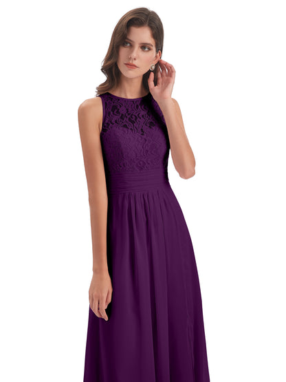 Holland Sheath Floor Length Keyhole Lace Bridesmaid Dresses
