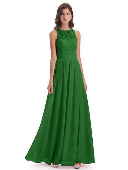 Holland Sheath Floor Length Keyhole Lace Bridesmaid Dresses