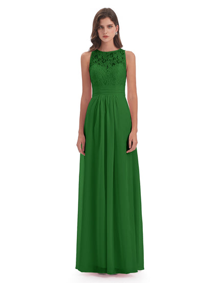 Holland Sheath Floor Length Keyhole Lace Bridesmaid Dresses