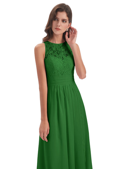 Holland Sheath Floor Length Keyhole Lace Bridesmaid Dresses