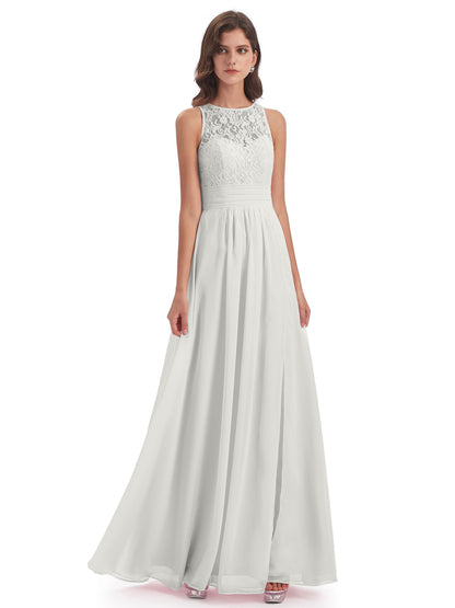 Holland Sheath Floor Length Keyhole Lace Bridesmaid Dresses
