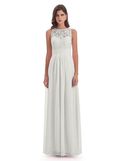 Holland Sheath Floor Length Keyhole Lace Bridesmaid Dresses