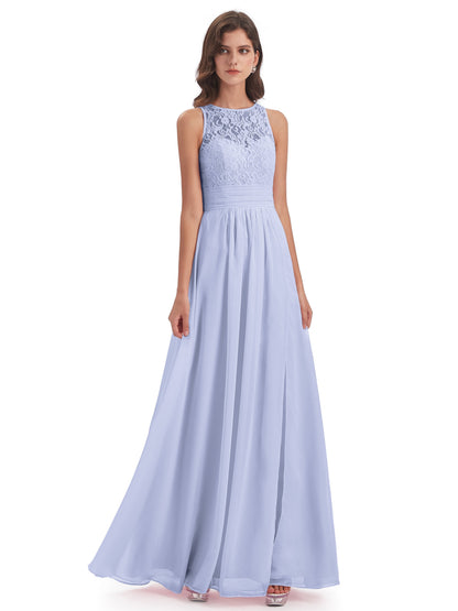 Holland Sheath Floor Length Keyhole Lace Bridesmaid Dresses