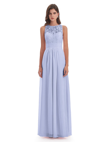 Holland Sheath Floor Length Keyhole Lace Bridesmaid Dresses