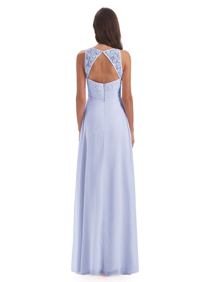 Holland Sheath Floor Length Keyhole Lace Bridesmaid Dresses