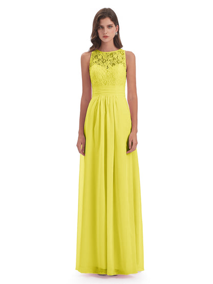 Holland Sheath Floor Length Keyhole Lace Bridesmaid Dresses