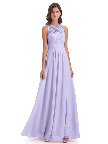 Holland Sheath Floor Length Keyhole Lace Bridesmaid Dresses