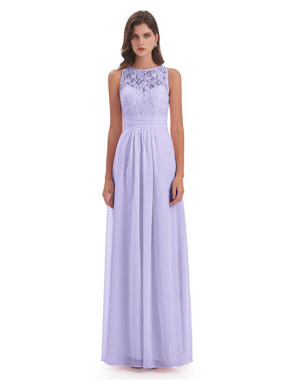 Holland Sheath Floor Length Keyhole Lace Bridesmaid Dresses