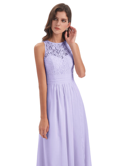 Holland Sheath Floor Length Keyhole Lace Bridesmaid Dresses