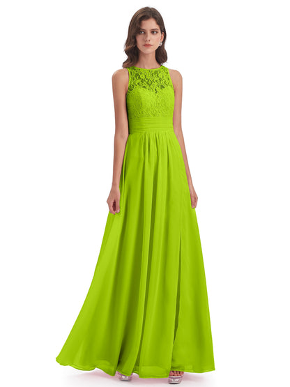 Holland Sheath Floor Length Keyhole Lace Bridesmaid Dresses