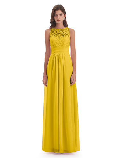 Holland Sheath Floor Length Keyhole Lace Bridesmaid Dresses