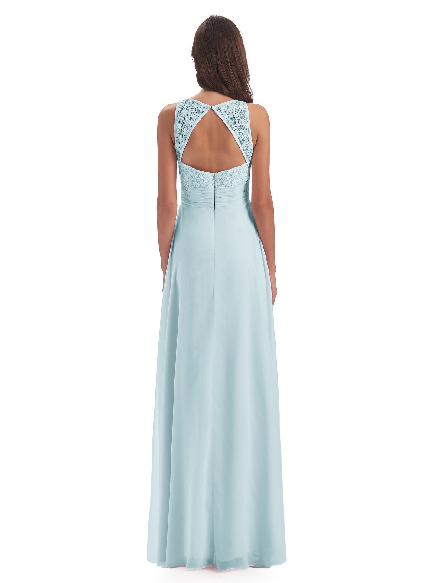Holland Sheath Floor Length Keyhole Lace Bridesmaid Dresses