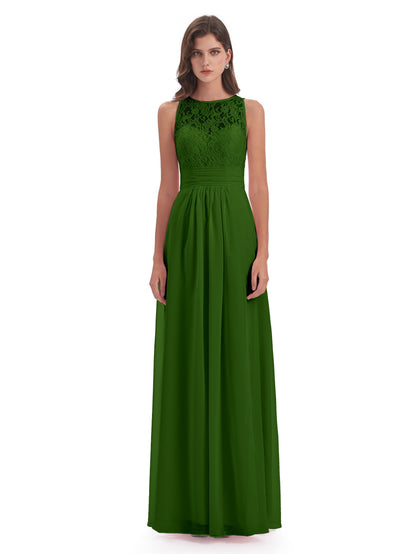 Holland Sheath Floor Length Keyhole Lace Bridesmaid Dresses