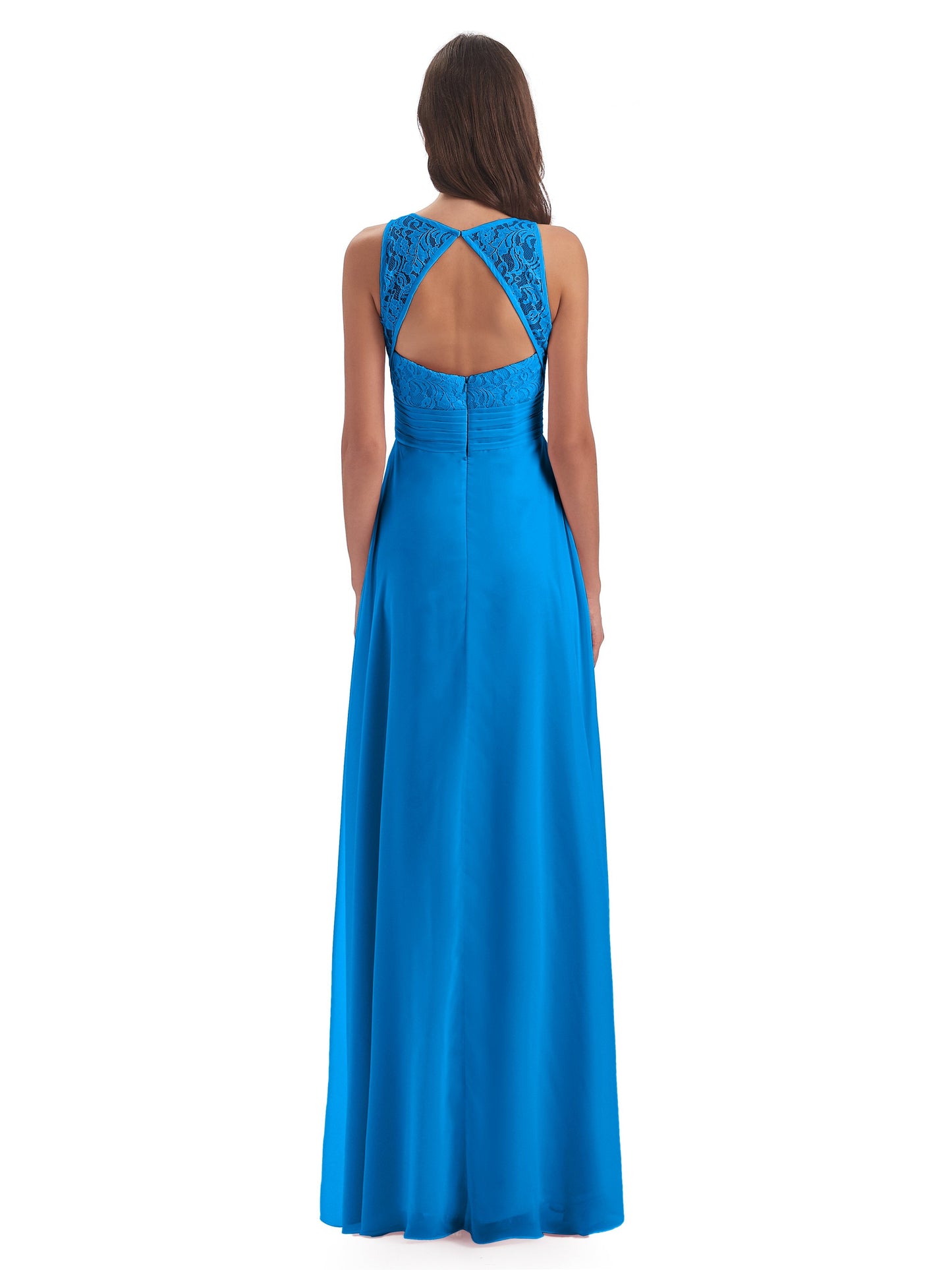 Holland Sheath Floor Length Keyhole Lace Bridesmaid Dresses