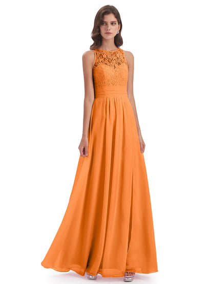 Holland Sheath Floor Length Keyhole Lace Bridesmaid Dresses