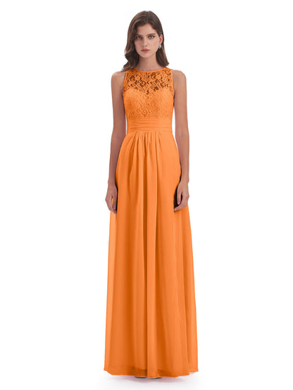 Holland Sheath Floor Length Keyhole Lace Bridesmaid Dresses