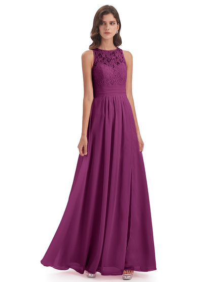 Holland Sheath Floor Length Keyhole Lace Bridesmaid Dresses