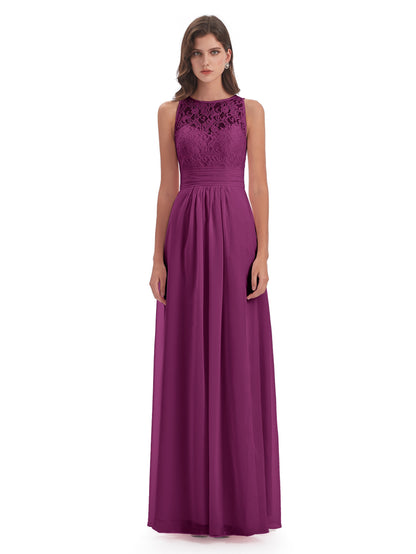 Holland Sheath Floor Length Keyhole Lace Bridesmaid Dresses