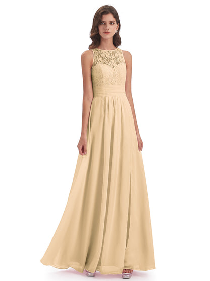 Holland Sheath Floor Length Keyhole Lace Bridesmaid Dresses