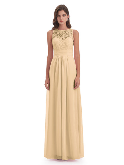 Holland Sheath Floor Length Keyhole Lace Bridesmaid Dresses
