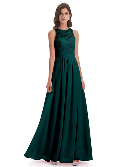 Holland Sheath Floor Length Keyhole Lace Bridesmaid Dresses