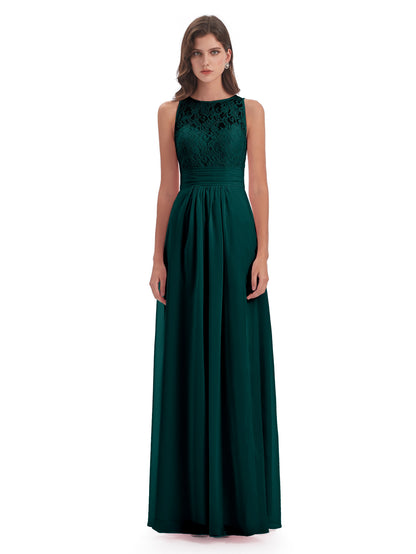 Holland Sheath Floor Length Keyhole Lace Bridesmaid Dresses
