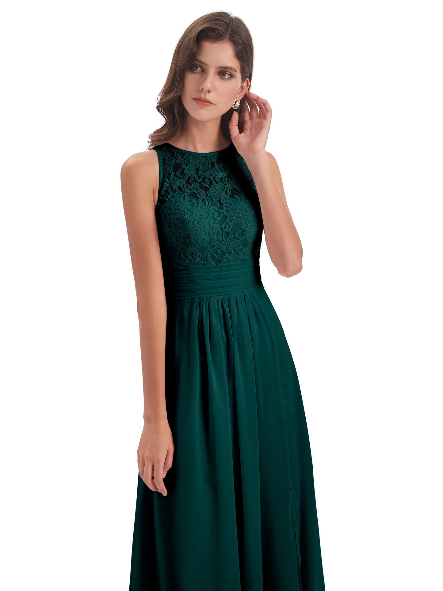 Holland Sheath Floor Length Keyhole Lace Bridesmaid Dresses